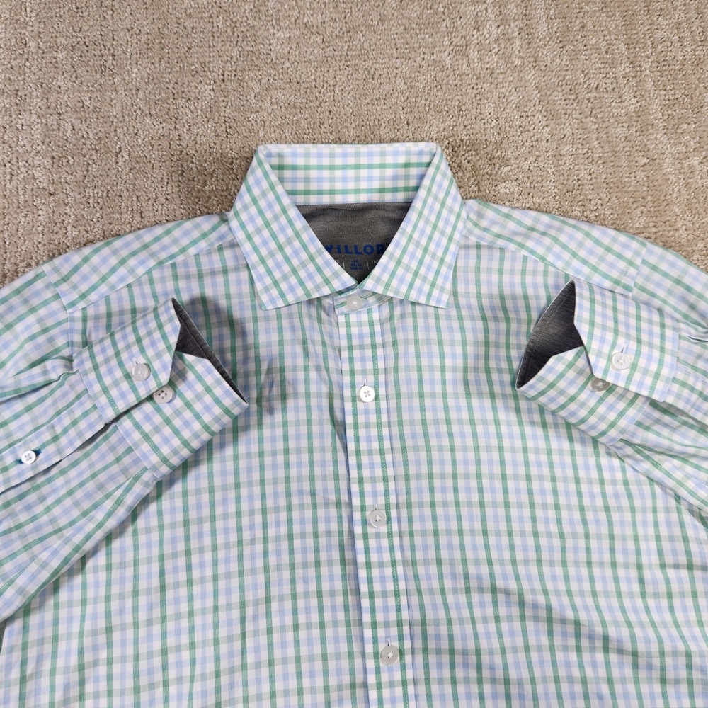 Twillory Shirt Men 15 Trim Fit Plaid Performance Coolmax Button Up Stretch
